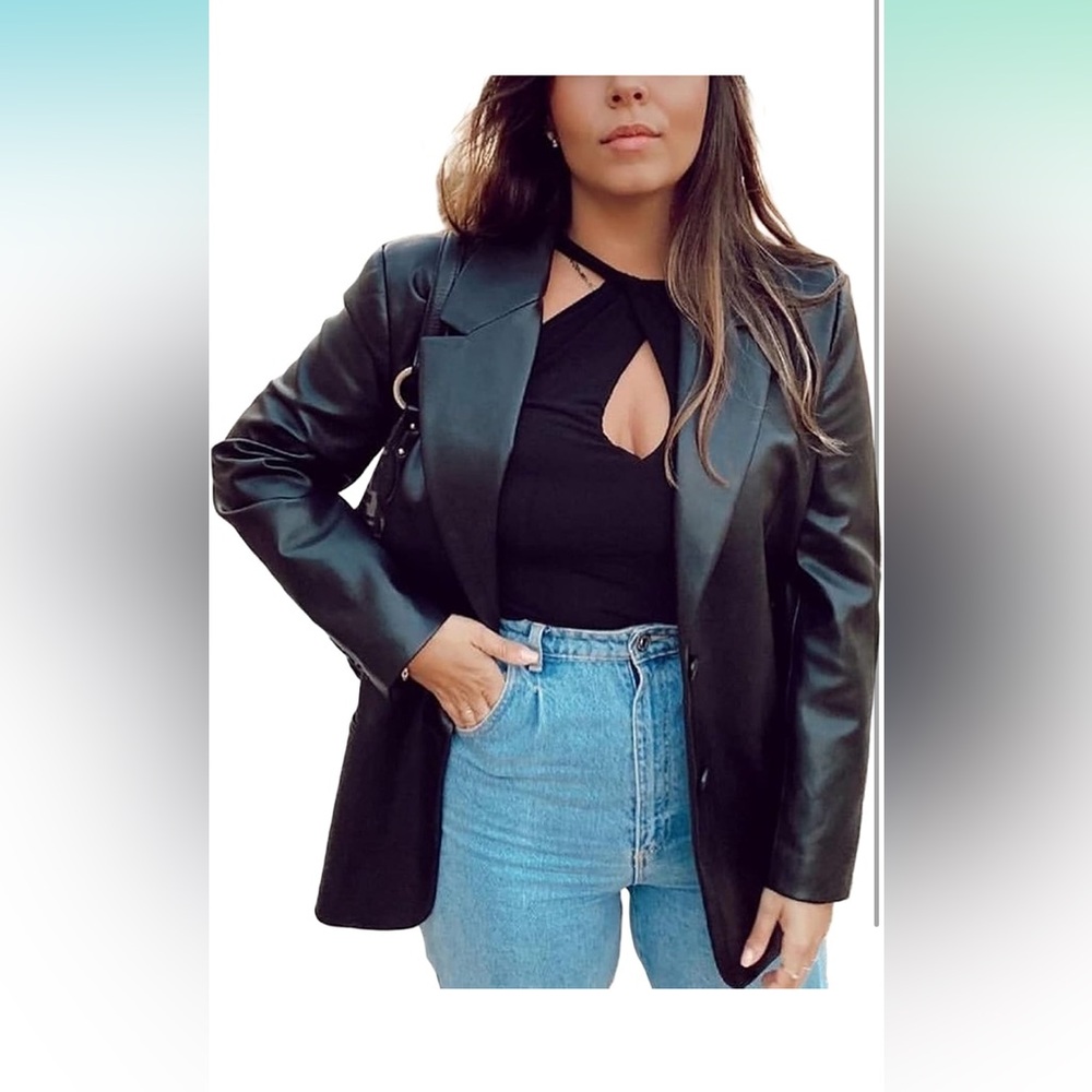Black Faux Leather Blazer/Jacket